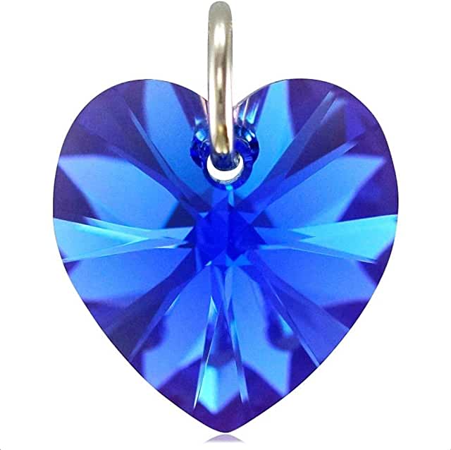 Blue Swarovski Crystal Heart Clip On Charm