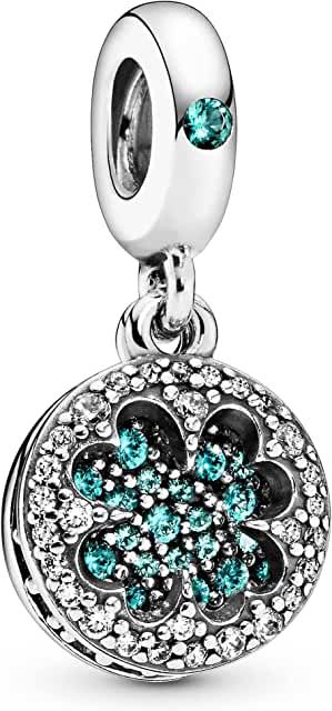 Clover Austrian Crystal Sapphire Blue Pendant Charm image