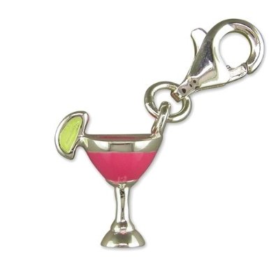 Cocktail Glass Silver Clip On Charm