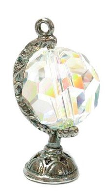 Genuine Swarovski AB Crystal Globe Sterling Silver Charm