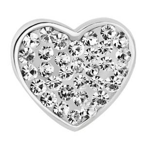 Heart Shaped Clip On With Clear Crystals Charm