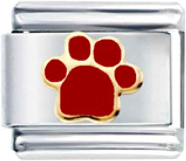 Italian Custom Paw Prints Silver Link Charm image