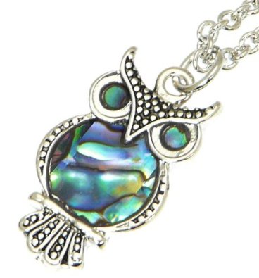 Natural Abalone Shell Silver Colour Owl Pendant Charm