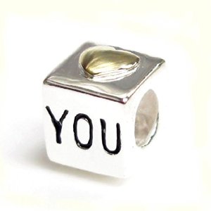 Pandora 14K Gold Heart Love You Cube Charm image