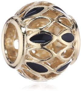 Pandora 14K Yellow Gold Royal Victorian Black Enamel Charm