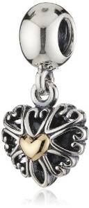 Pandora 14ct Yellow Gold White Pearl Dangle Charm image