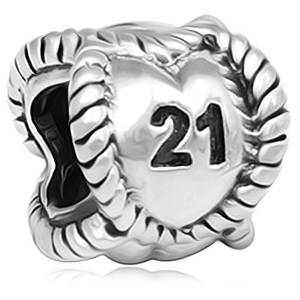 Pandora 21 Birthday Milestone Heart Silver Charm image