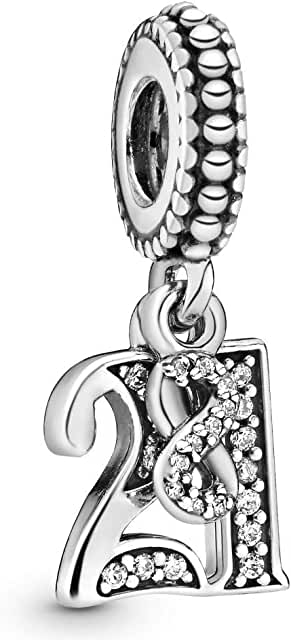 Pandora 21st Birthday CZ Crystal Silver Charm image