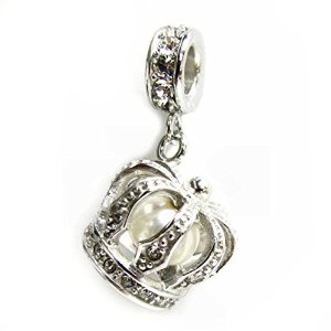 Pandora 3 D Crown Pearl Dangle Charm image