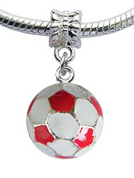 Pandora 3D Red White Enamel Football Charm image