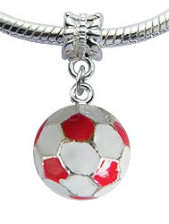 Pandora 3D Red White Enamel Football Charm