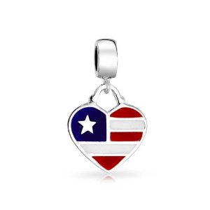 Pandora American Flag Heart Dangle Charm