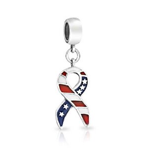 Pandora American Flag Patriotic Ribbon Dangle Charm image