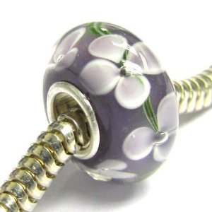 Pandora Amethyst FLOWER Glass Charm