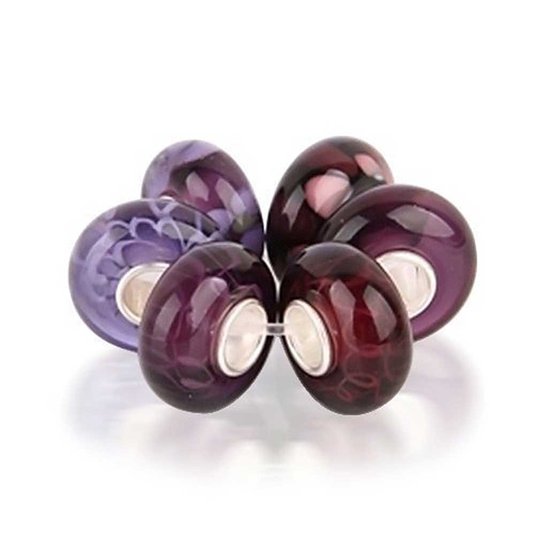 Pandora Amethyst Violet Purple Flower Glass Charm image