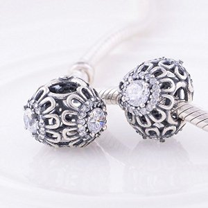 Pandora Antique Floral Clear Crystal Charm