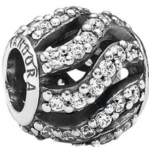 Pandora Aqua White Waves Glass Charm