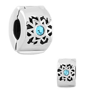 Pandora Aquamarine Blue Cubic Zirconia Filligree Snowflake Charm