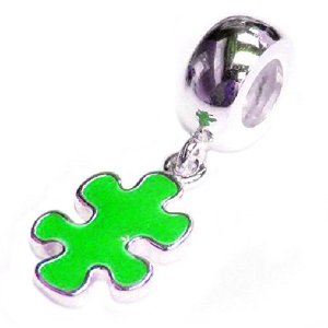 Pandora Autism Jigsaw Puzzle Green Enamel Charm image
