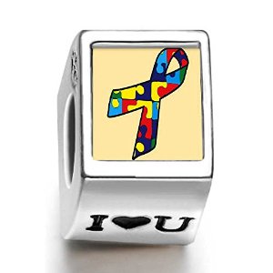 Pandora Autism Ribbon Photo Charm