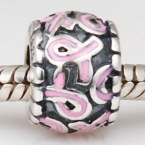 Pandora Awareness Ribbon Spacer Pink Enamel Charm image