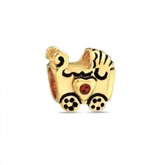 Pandora Baby Carriage Gold Plated CZ Charm image
