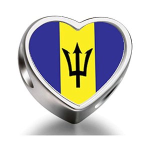 Pandora Barbados Flag Heart Photo Charm