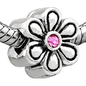 Pandora Big Flower October Birthstone Pink Swarovski Charm image