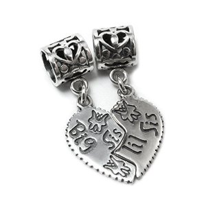 Pandora Big Lil Little Sis Sister Love Heart Pendant Dangle Charm image