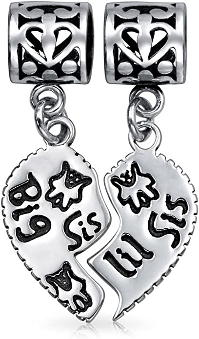 Pandora Big Sis Little Sis Heart Dangle Charm image