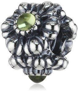 Pandora Birthday Blooms August, Peridot Charm