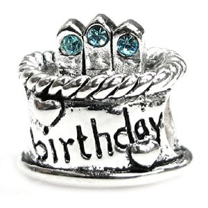 Pandora Birthday Cake With Aquamarine Blue CZ Charm