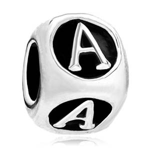 Pandora Black Enamel Letter A Charm image