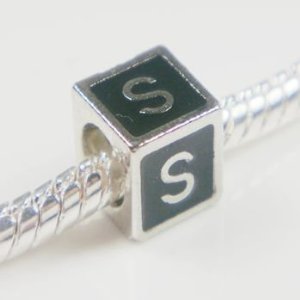 Pandora Black Enamel Letter S Charm