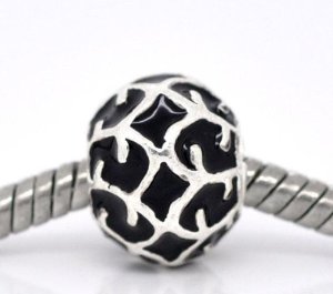 Pandora Black Enamel Silver Charm