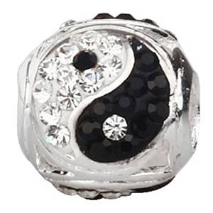 Pandora Black Enamel Yin Yang Crystal Charm