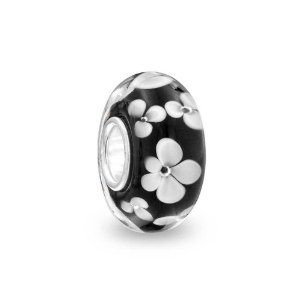 Pandora Black Flower Murano Glass Charm