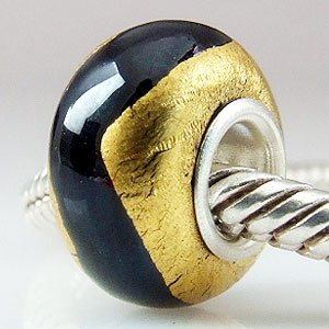 Pandora Black Gold Foil Glass Charm