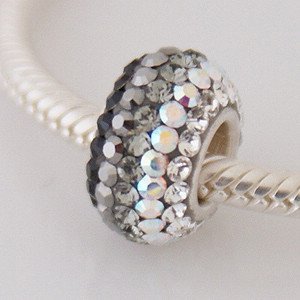 Pandora Black Grey White Swarovski Crystas Charm