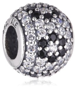 Pandora Black Pave Cherry Blossom Cubic Zirconia Silver Charm