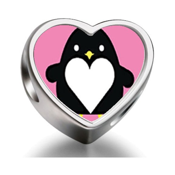 Pandora Black Penguin Heart Photo Charm