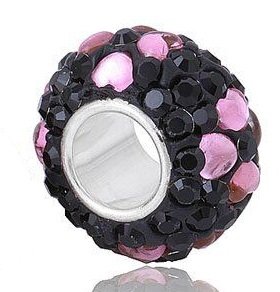Pandora Black Swarovski Crystal Pink Hearts Charm image