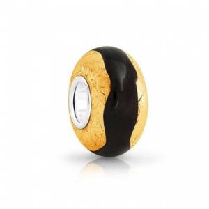 Pandora Black With Gold Glass Charm