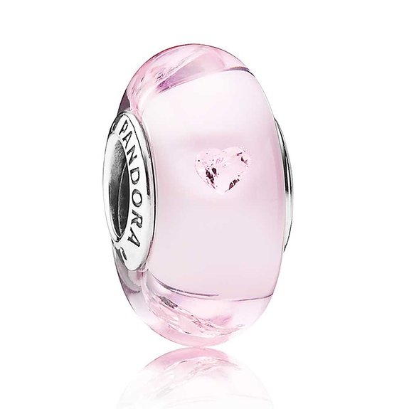 Pandora Blazing Fire Pink Murano Glass Charm image
