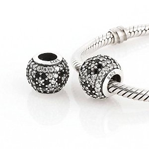 Pandora Blossom Jet Black Clear Crystals Charm