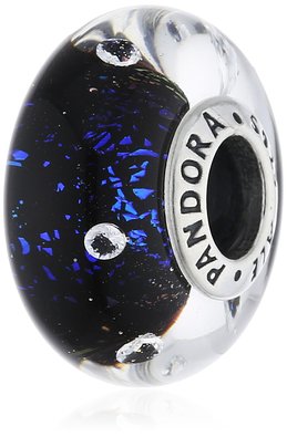 Pandora Blue And Black Glass Charm