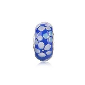 Pandora Blue Crystal Flowers Glass Charm image
