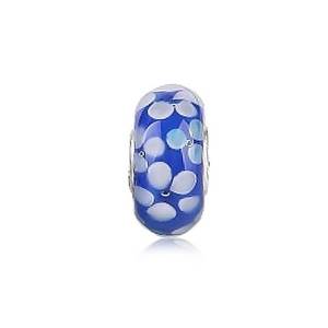 Pandora Blue Crystal Flowers Glass Charm