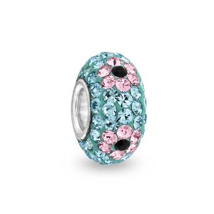 Pandora Blue Crystal Pink Flower Charm