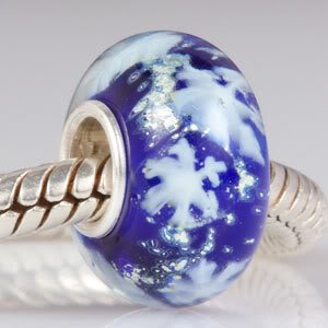 Pandora Blue Glass Snowflakes Sterling Silver Core Charm image